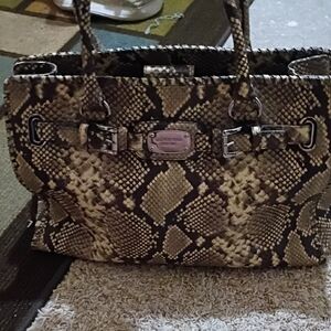 Michael Kors Python-Print Tote in Brown and Black